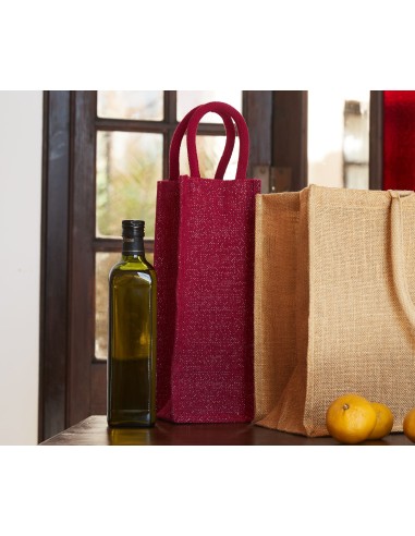 W-W433-Shimmer Jute Bottle Bag